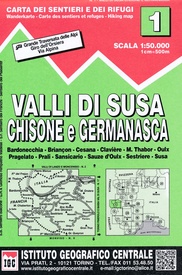 Wandelkaart 01 Valli di Susa, chisone e germanasca | IGC - Istituto Geografico Centrale