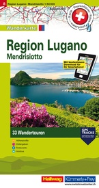 Wandelkaart 8 Regio Lugano - Lago Maggiore - Mendrisiotto | Hallwag