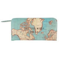 Portemonnee met vintage wereldkaart