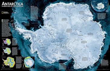 Wandkaart Antarctica Satellite Map, 78 x 50 cm | National Geographic