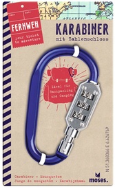 Kadotip Bagageslotje Fernweh Karabiner mit Zahlenschloss - Blauw | Moses Verlag