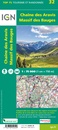 Fietskaart - Wandelkaart 75032 Chaine des Aravis - Massif des Bauges | IGN - Institut Géographique National