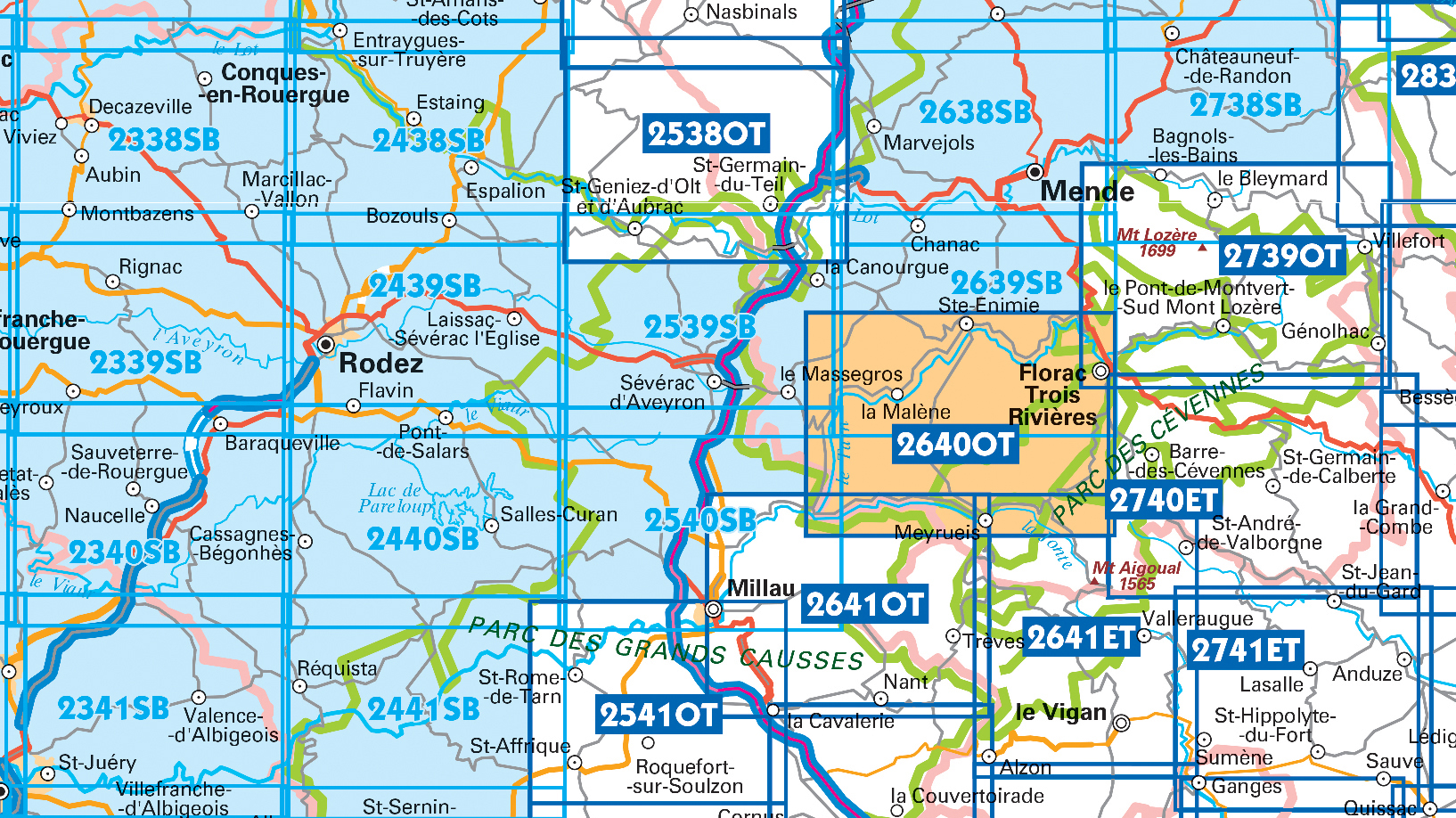 Topografische kaarten IGN 25.000 Cevennen