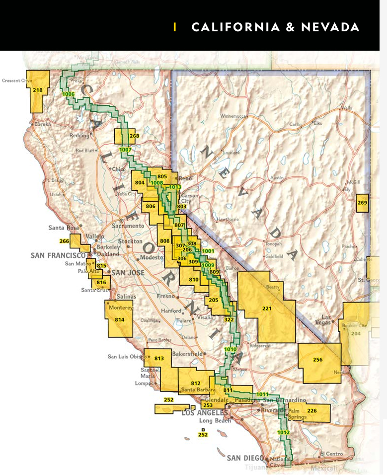 Overzicht Wandelkaarten California Trails Illustrated National Geographic